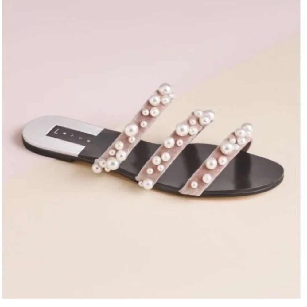 Leith 7.5 Pink Pearl-Embellished Sandals